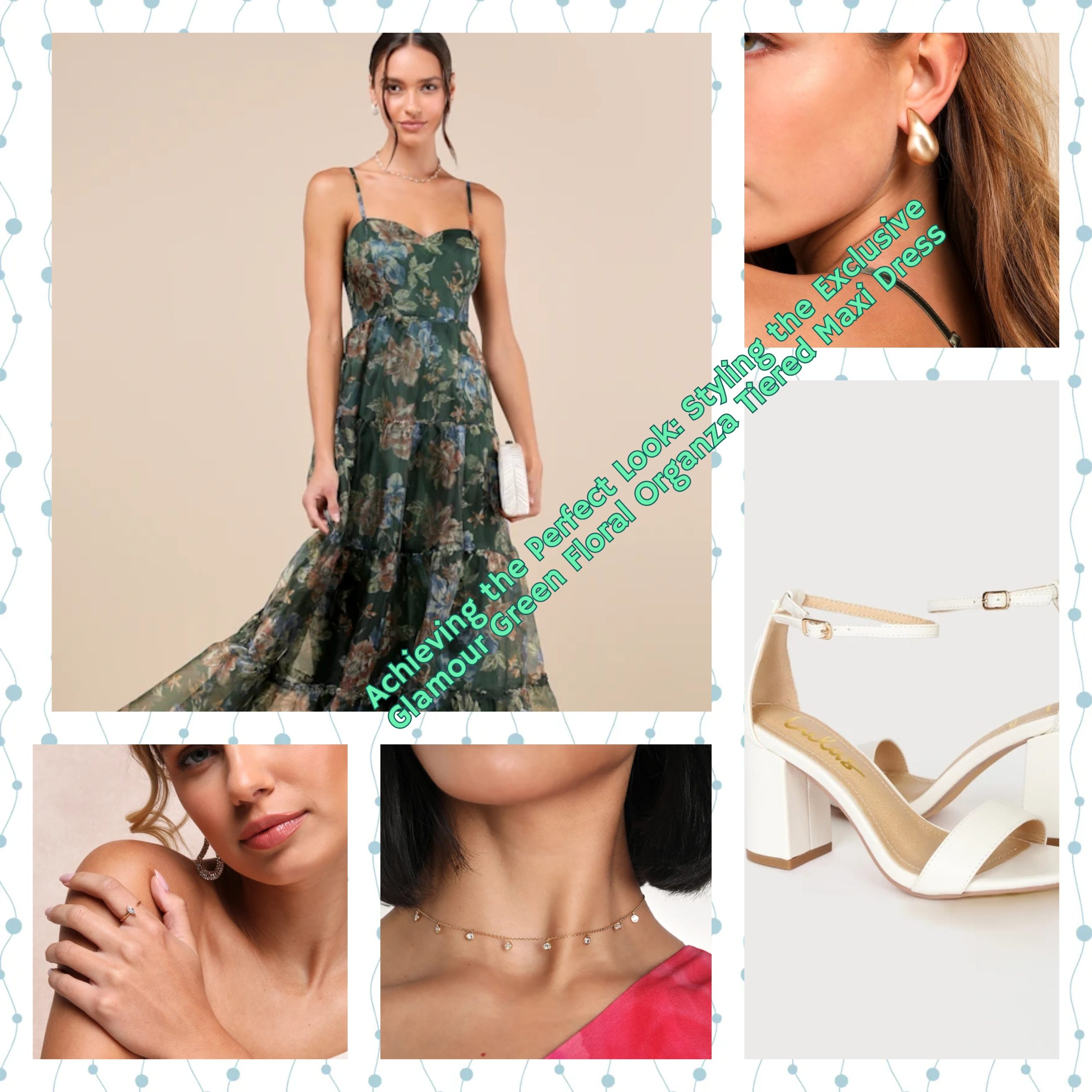 Achieving the Perfect Look: Styling the Exclusive Glamour Green Floral Organza Tiered Maxi Dress